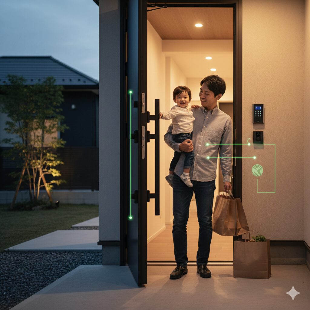 玄関はプッシュプル鍵