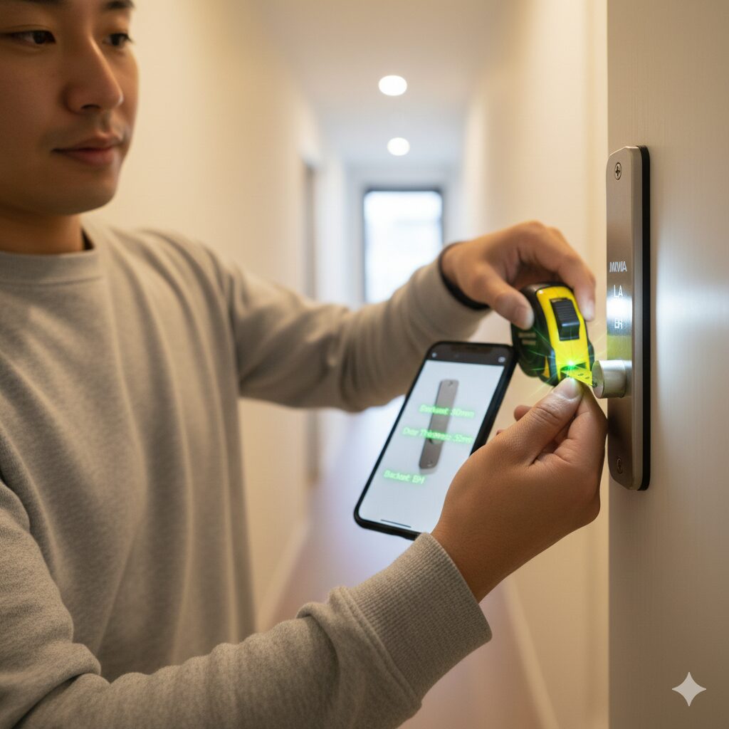 バックセット寸法を測る