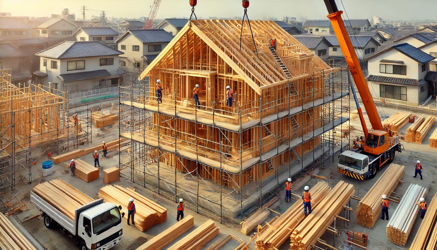 棟上げ当日の建方の流れ