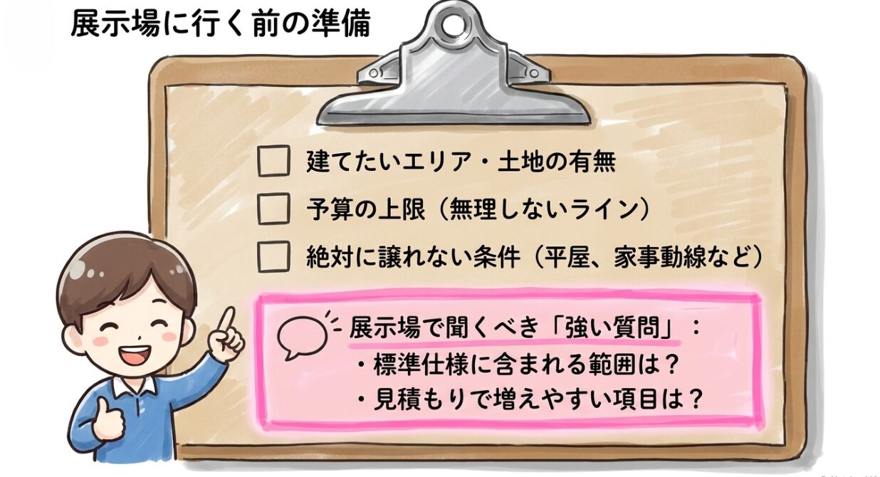 展示場に行く前の準備
