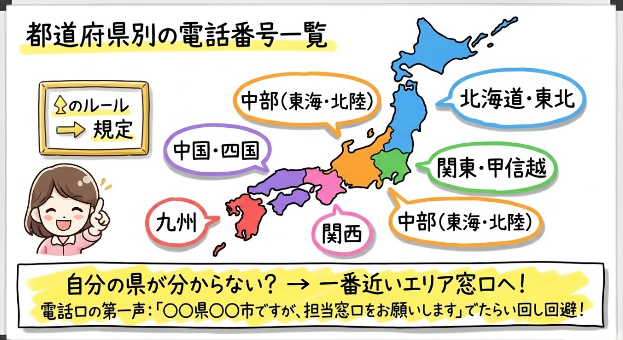 都道府県別の電話番号一覧