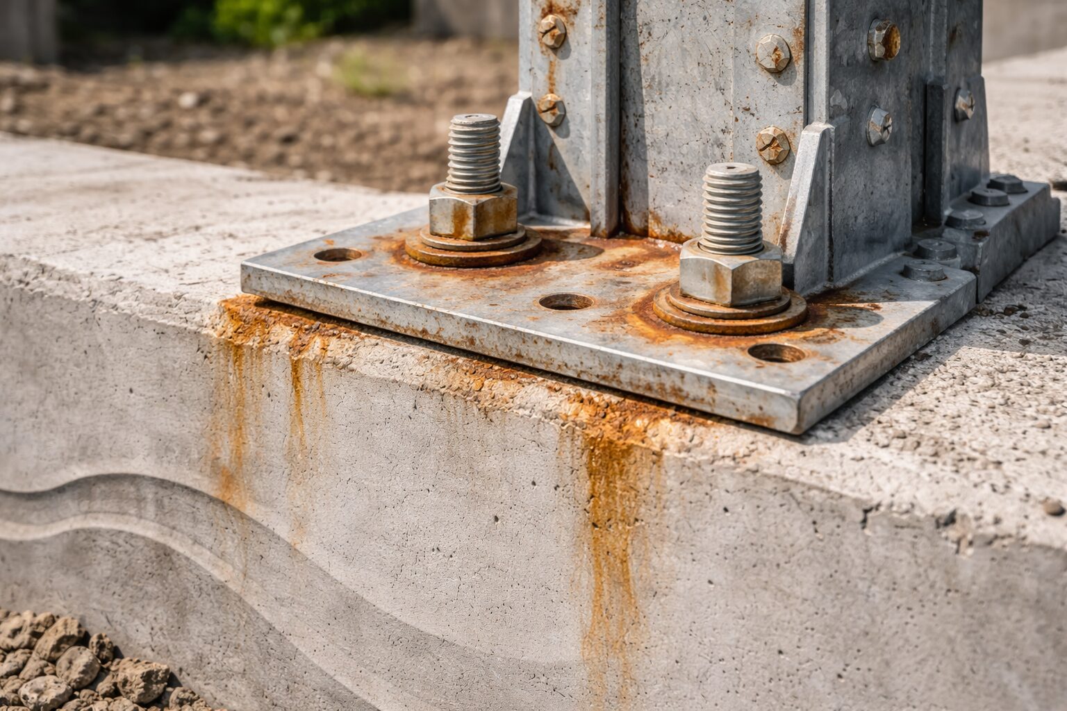 プレート周辺の錆と防錆