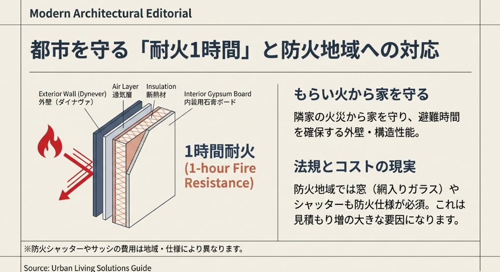 防火地域対応と耐火1時間