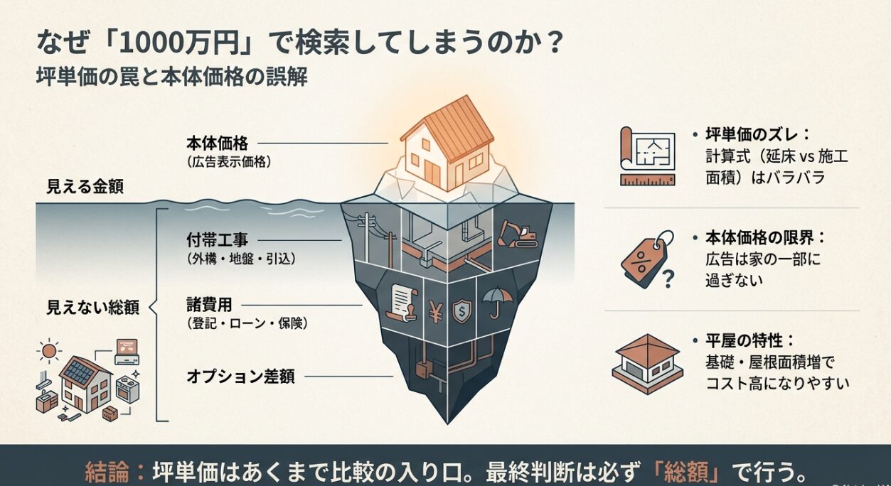 平屋の相場と坪単価の目安
