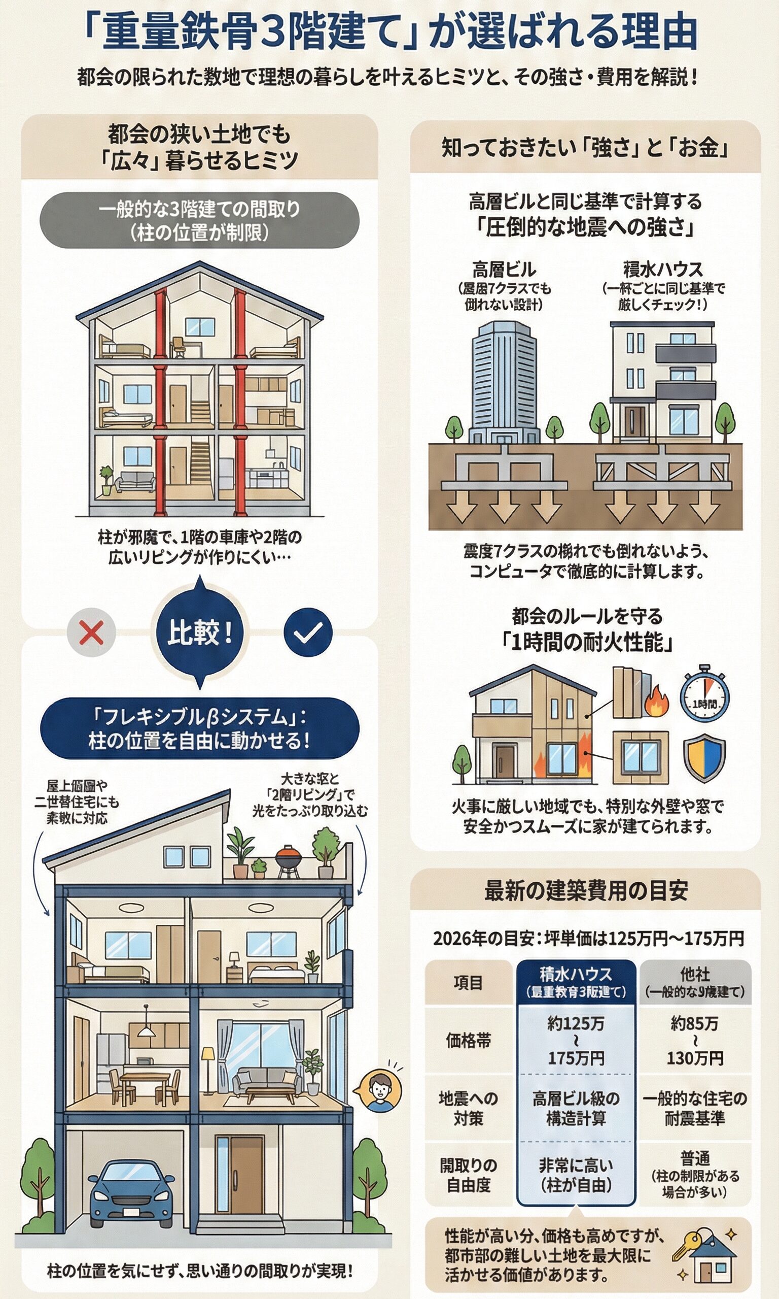 積水ハウスの重量鉄骨3階建て徹底ガイド|特徴・費用・耐火・耐震