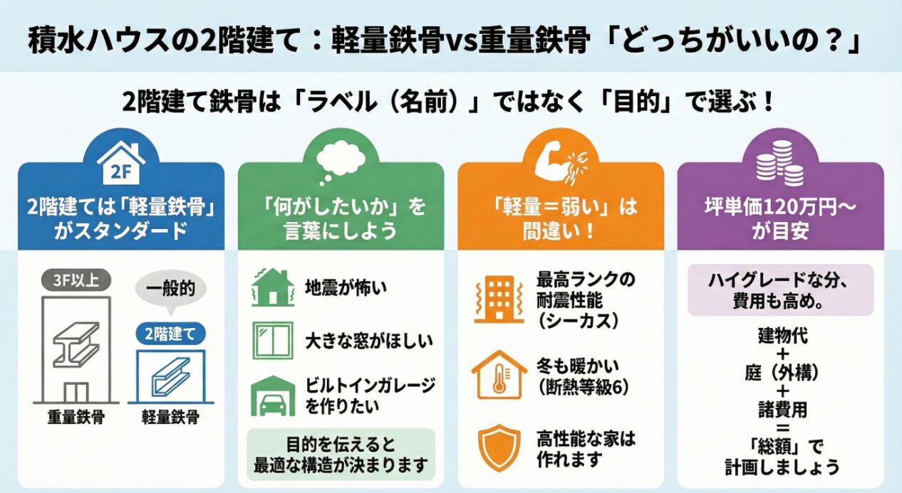 最新 積水ハウス【重量鉄骨2階建て】の坪単価目安と性能比較ガイド