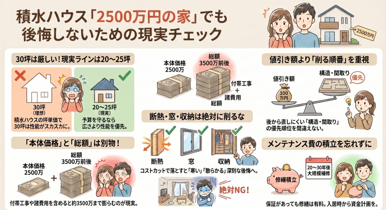 積水ハウスで2500万円の家は建つ？コストを抑えすぎて後悔した事例と失敗しない回避策２