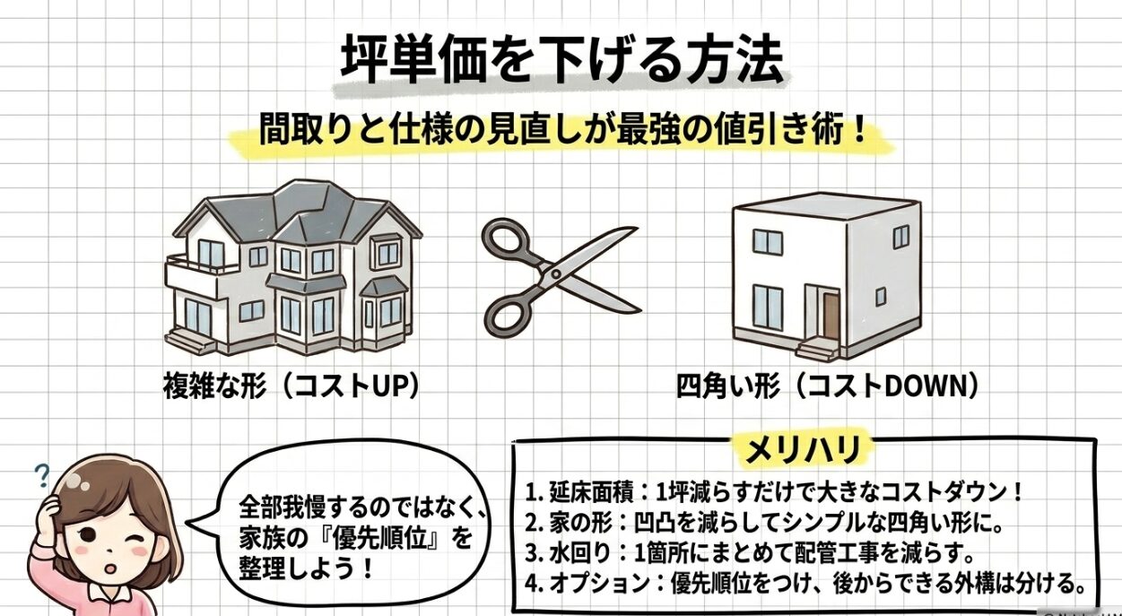 坪単価を下げる方法