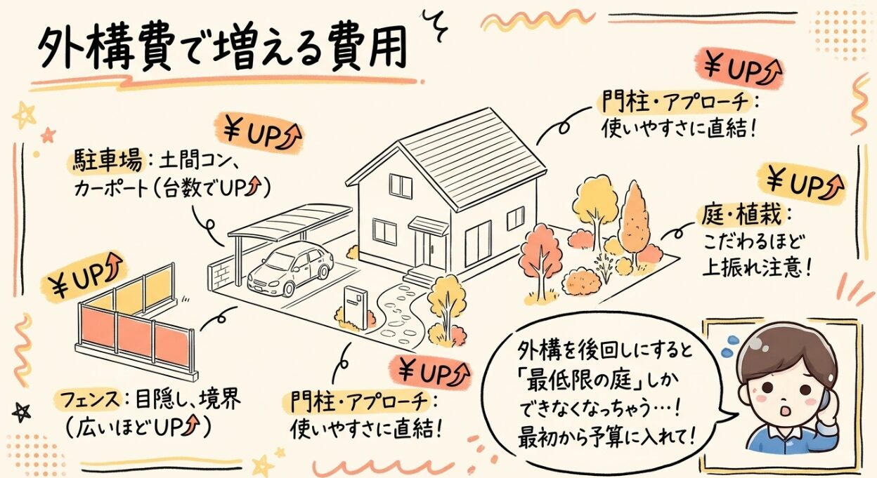 外構費で増える費用