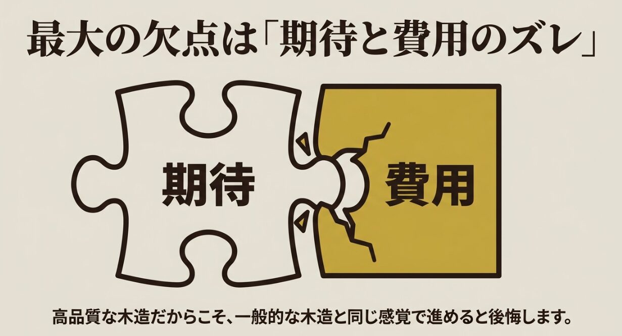積水ハウスシャーウッドの欠点は性能不足ではなく期待と費用のズレにあることを示した図解