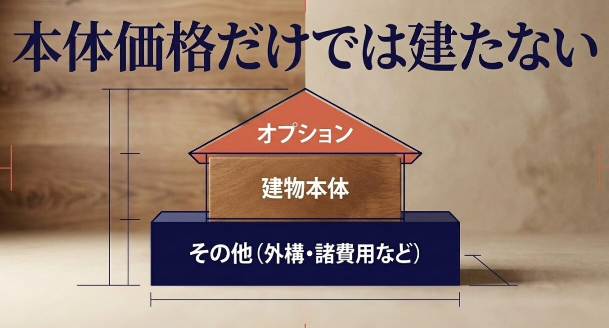 積水ハウスシャーウッドの価格は建物本体だけでなくオプションや外構・諸費用も含めて確認すべきことを示すスライド